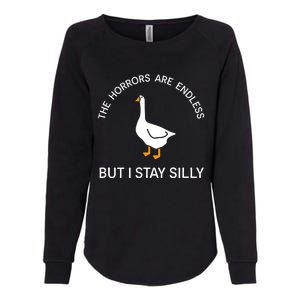 Funny Stay Silly Goose Horrors Are Endless Meme Womens California Wash Sweatshirt