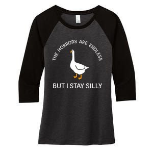 Funny Stay Silly Goose Horrors Are Endless Meme Women's Tri-Blend 3/4-Sleeve Raglan Shirt