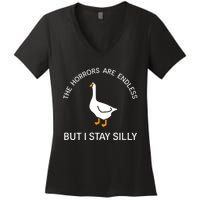 Funny Stay Silly Goose Horrors Are Endless Meme Women's V-Neck T-Shirt