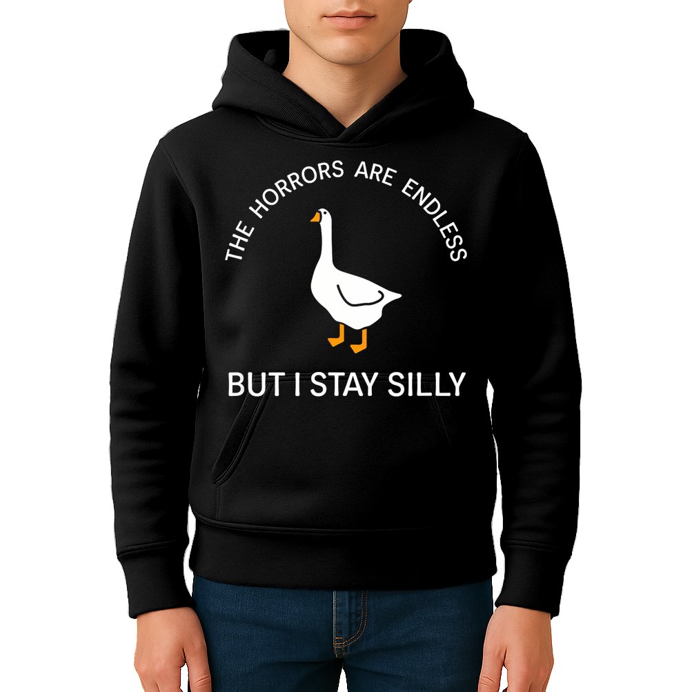 Funny Stay Silly Goose Horrors Are Endless Meme Kids Hoodie