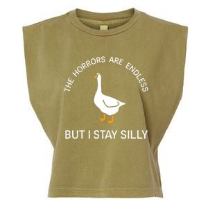 Funny Stay Silly Goose Horrors Are Endless Meme Garment-Dyed Women's Muscle Tee