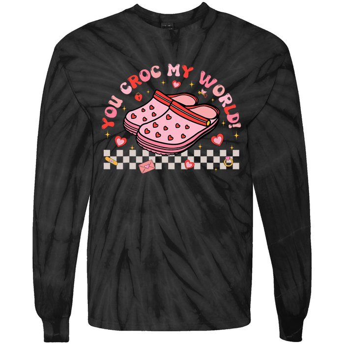 Funny Shoes Sandals Valentines Day You Croc My World Tie-Dye Long Sleeve Shirt