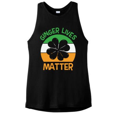 Flag Shamrock St Patricks Day Ladies PosiCharge Tri-Blend Wicking Tank