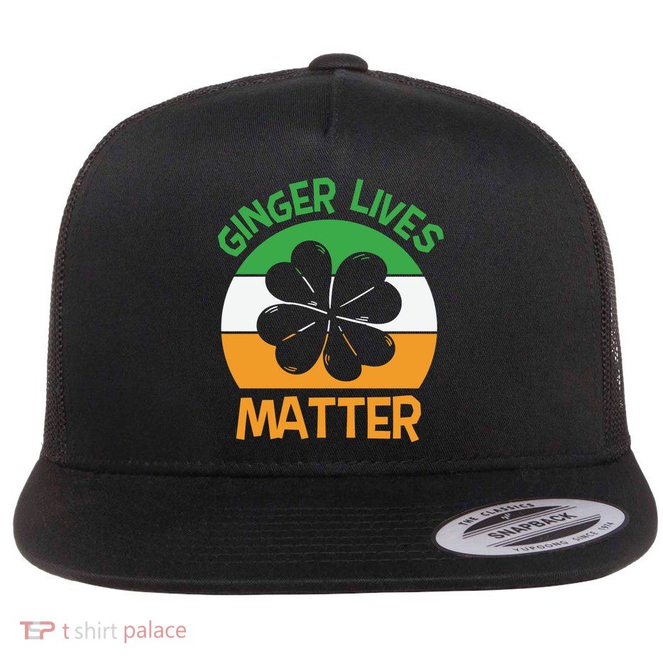Flag Shamrock St Patricks Day Flat Bill Trucker Hat