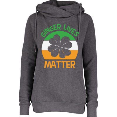 Flag Shamrock St Patricks Day Womens Funnel Neck Pullover Hood