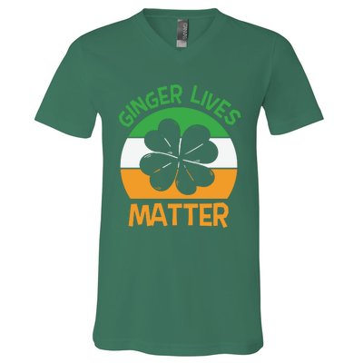 Flag Shamrock St Patricks Day V-Neck T-Shirt