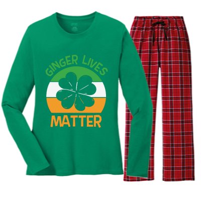 Flag Shamrock St Patricks Day Women's Long Sleeve Flannel Pajama Set 