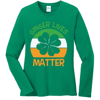 Flag Shamrock St Patricks Day Ladies Long Sleeve Shirt