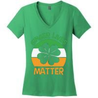 Flag Shamrock St Patricks Day Women's V-Neck T-Shirt