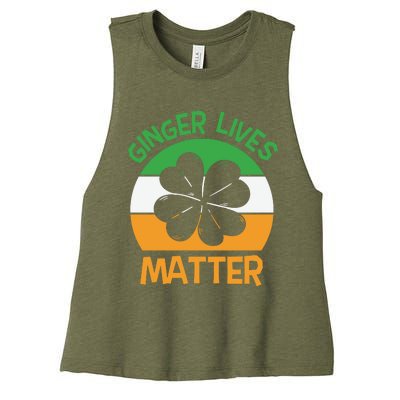 Flag Shamrock St Patricks Day Women's Racerback Cropped Tank