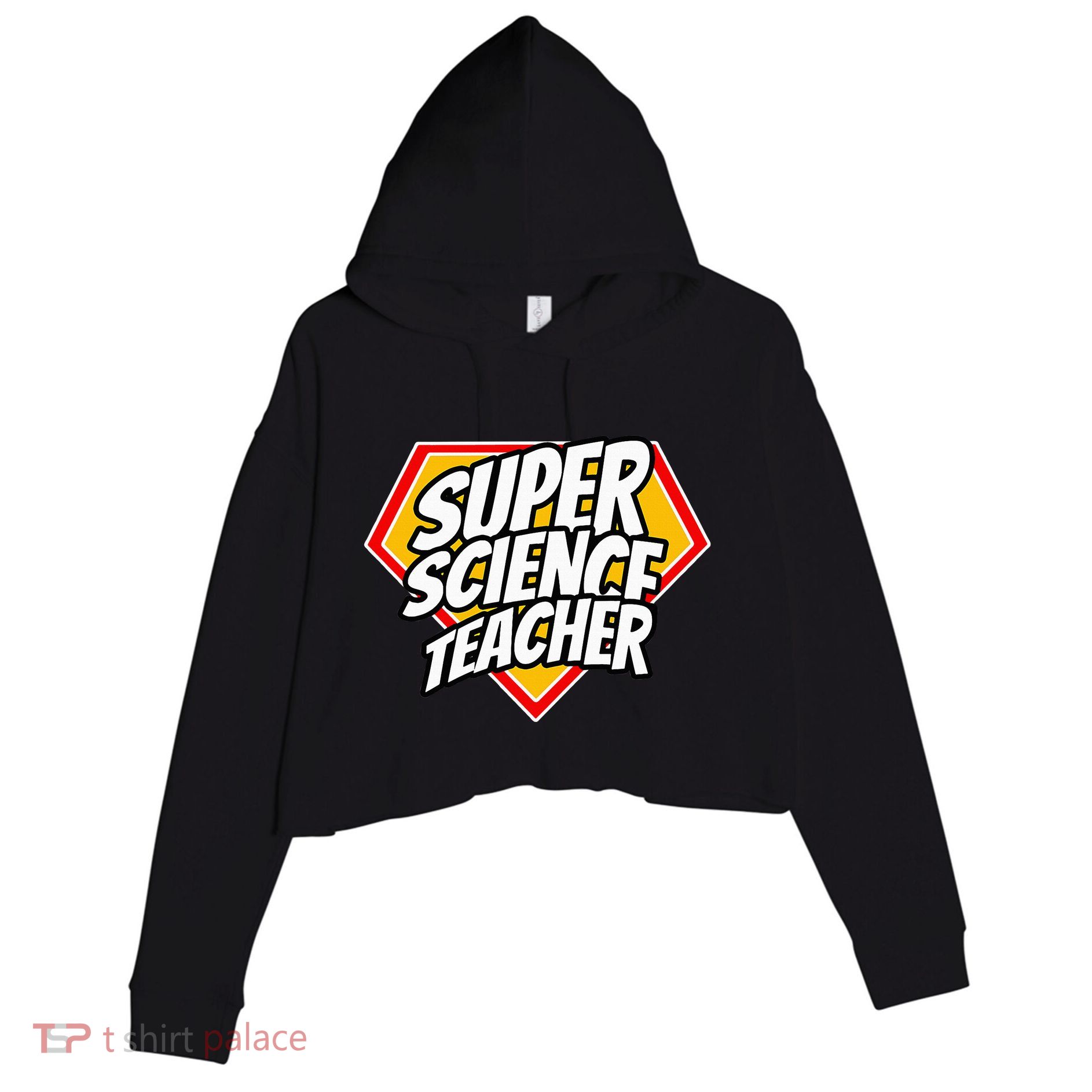 Funny Super Science Teacher Superhero Teacher Crop Fleece Hoodie