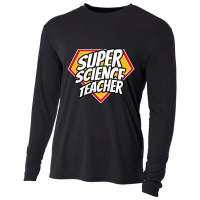 Funny Super Science Teacher Superhero Teacher Cooling Performance Long Sleeve Crew