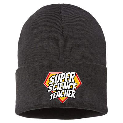 Funny Super Science Teacher Superhero Teacher Sustainable Knit Beanie