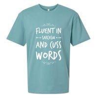 Funny Sarcastic Saying Of Fluent In Sarcasm And Cuss Words Sueded Cloud Jersey T-Shirt