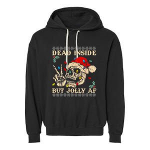 Festive Sarcastic Snarky Skeleton Ugly Christmas Garment-Dyed Fleece Hoodie