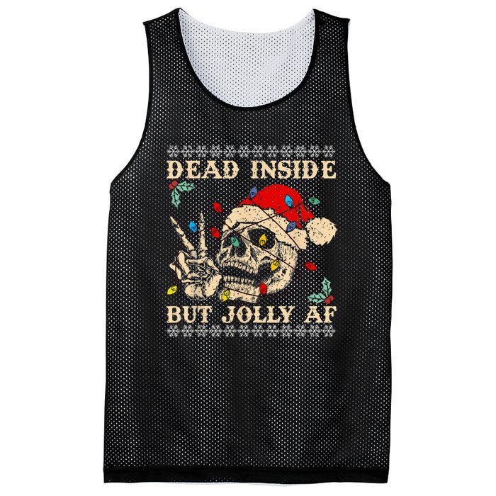 Festive Sarcastic Snarky Skeleton Ugly Christmas Mesh Reversible Basketball Jersey Tank