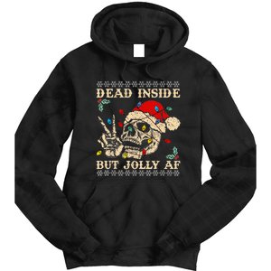 Festive Sarcastic Snarky Skeleton Ugly Christmas Tie Dye Hoodie