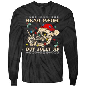 Festive Sarcastic Snarky Skeleton Ugly Christmas Tie-Dye Long Sleeve Shirt