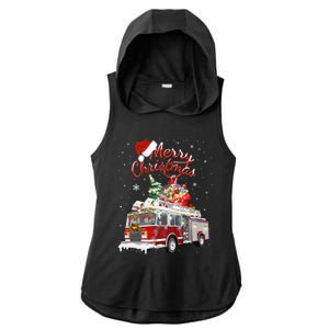 Firetruck Santa Sleigh Fire Christmas Firefighter Xmas Gift Ladies PosiCharge Tri-Blend Wicking Draft Hoodie Tank