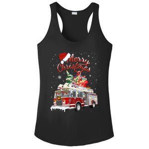 Firetruck Santa Sleigh Fire Christmas Firefighter Xmas Gift Ladies PosiCharge Competitor Racerback Tank