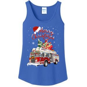 Firetruck Santa Sleigh Fire Christmas Firefighter Xmas Gift Ladies Essential Tank