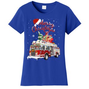 Firetruck Santa Sleigh Fire Christmas Firefighter Xmas Gift Women's T-Shirt