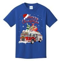 Firetruck Santa Sleigh Fire Christmas Firefighter Xmas Gift Kids T-Shirt