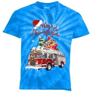 Firetruck Santa Sleigh Fire Christmas Firefighter Xmas Gift Kids Tie-Dye T-Shirt