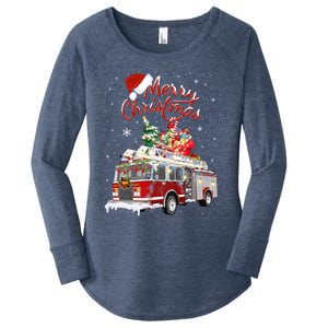 Firetruck Santa Sleigh Fire Christmas Firefighter Xmas Gift Women's Perfect Tri Tunic Long Sleeve Shirt