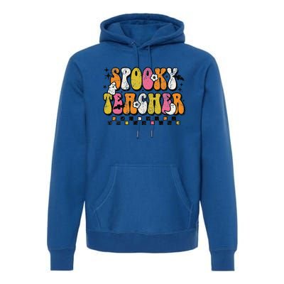 Funny Spooky Season Retro Spooky Teacher Halloween Costume Premium Hoodie