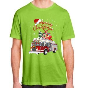 Firetruck Santa Sleigh Fire Christmas Firefighter Xmas Gift Adult ChromaSoft Performance T-Shirt