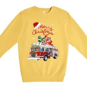 Firetruck Santa Sleigh Fire Christmas Firefighter Xmas Gift Premium Crewneck Sweatshirt