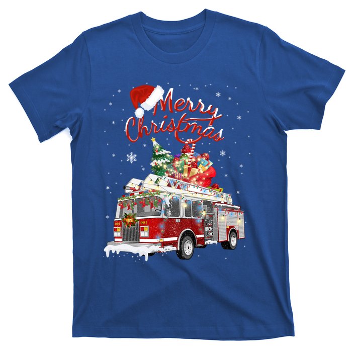 Firetruck Santa Sleigh Fire Christmas Firefighter Xmas Gift T-Shirt