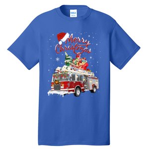 Firetruck Santa Sleigh Fire Christmas Firefighter Xmas Gift Tall T-Shirt