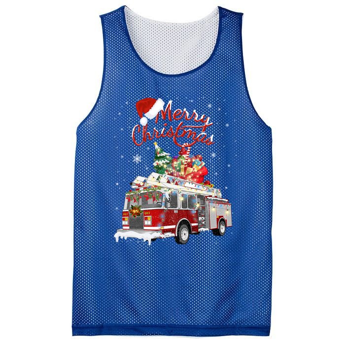 Firetruck Santa Sleigh Fire Christmas Firefighter Xmas Gift Mesh Reversible Basketball Jersey Tank