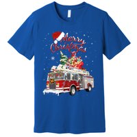 Firetruck Santa Sleigh Fire Christmas Firefighter Xmas Gift Premium T-Shirt