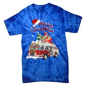 Firetruck Santa Sleigh Fire Christmas Firefighter Xmas Gift Tie-Dye T-Shirt