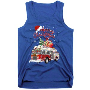 Firetruck Santa Sleigh Fire Christmas Firefighter Xmas Gift Tank Top