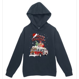 Firetruck Santa Sleigh Fire Christmas Firefighter Xmas Gift Urban Pullover Hoodie