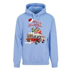 Firetruck Santa Sleigh Fire Christmas Firefighter Xmas Gift Unisex Surf Hoodie