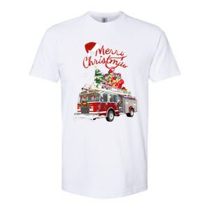 Firetruck Santa Sleigh Fire Christmas Firefighter Xmas Gift Softstyle CVC T-Shirt