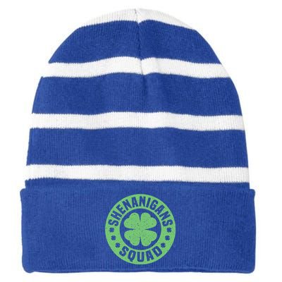 Funny Shenanigans Squad Happy St. Patrick's Day Outfit Striped Beanie with Solid Band