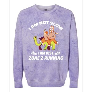 Funny Sloth Slow Runner Team Im Just Zone 2 Running Funny Gift Colorblast Crewneck Sweatshirt