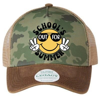 Funny Smiley Schools Out For Summer Legacy Tie Dye Trucker Hat