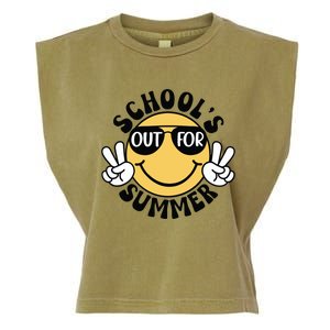 Funny Smiley Schools Out For Summer Garment-Dyed Women's Muscle Tee