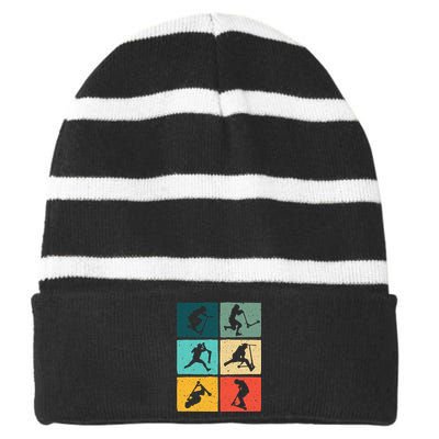 Funny Scooters Stunt Vintage Art For Women Best Riders Striped Beanie with Solid Band