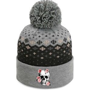 Floral Sugar Skull Rose Flowers Mycologist Gothic Goth The Baniff Cuffed Pom Beanie