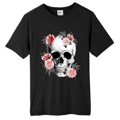 Floral Sugar Skull Rose Flowers Mycologist Gothic Goth Tall Fusion ChromaSoft Performance T-Shirt