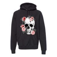 Floral Sugar Skull Rose Flowers Mycologist Gothic Goth Premium Hoodie