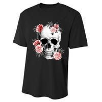 Floral Sugar Skull Rose Flowers Mycologist Gothic Goth Performance Sprint T-Shirt